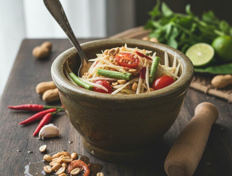Som tam recette authentique de la salade de papaye verte thaïlandaise
