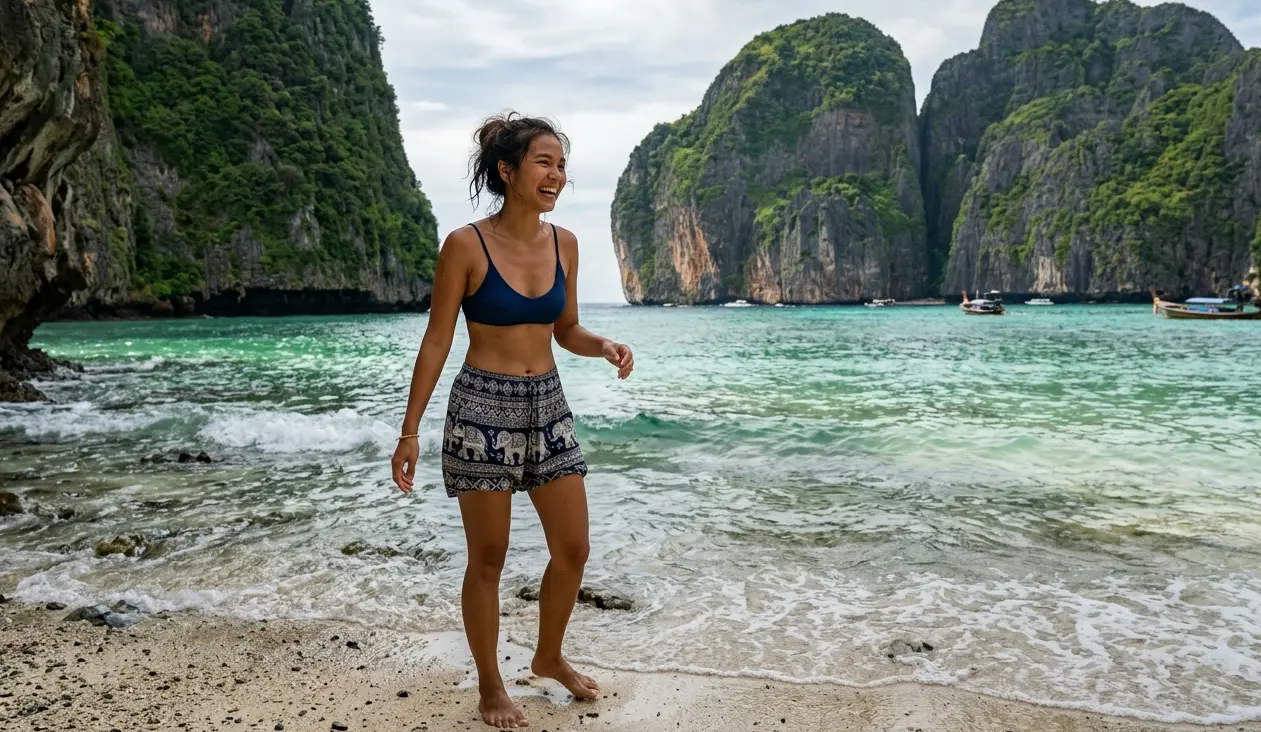 Plage tropicale en Thaïlande : surveiller les conditions de baignade et les alertes aux méduses